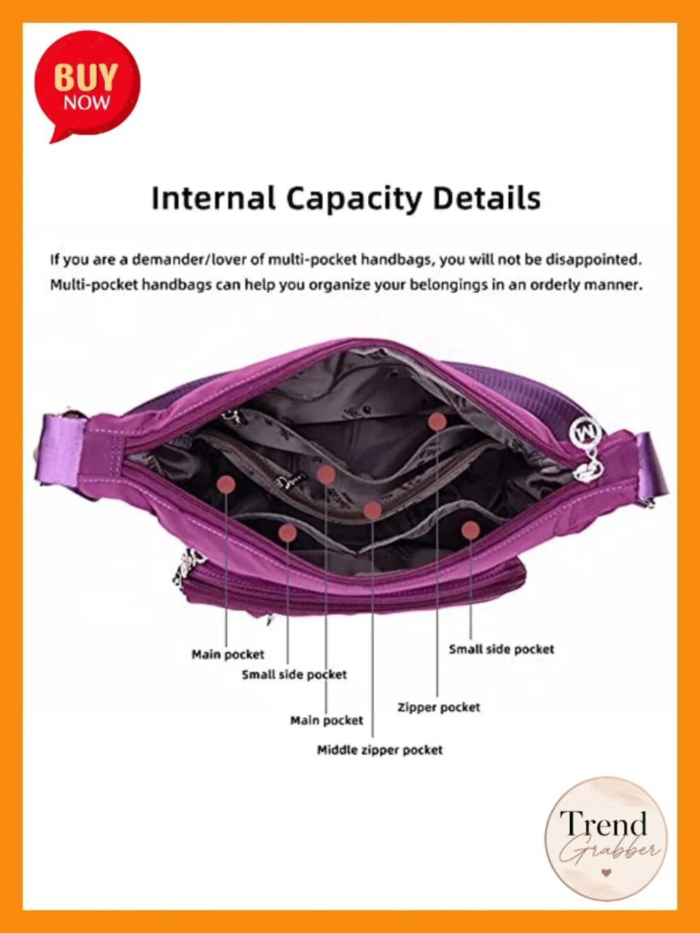 Waterproof Crossbody Bag Shoulder Purse Multi Pocket Messenger Daily Travel